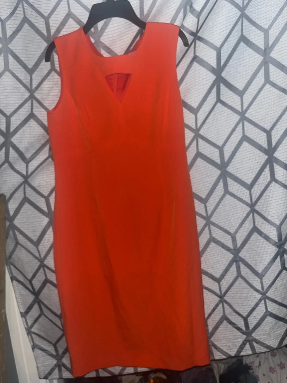 Kasper Red Sleeveless Sheath Dress with Front Cutout